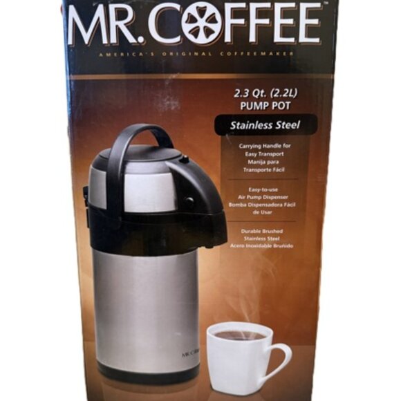 Mr. Coffee 2.3 Quart Brushed Stainless Steel Pump Coffee Pot - Picture 5 of 8
